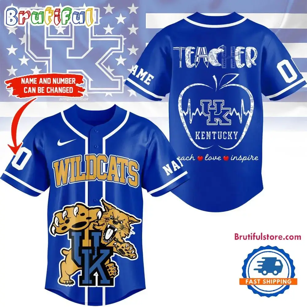 Kentucky Wildcats Mascot Teacher Appreciation Month Baseball Jersey Image