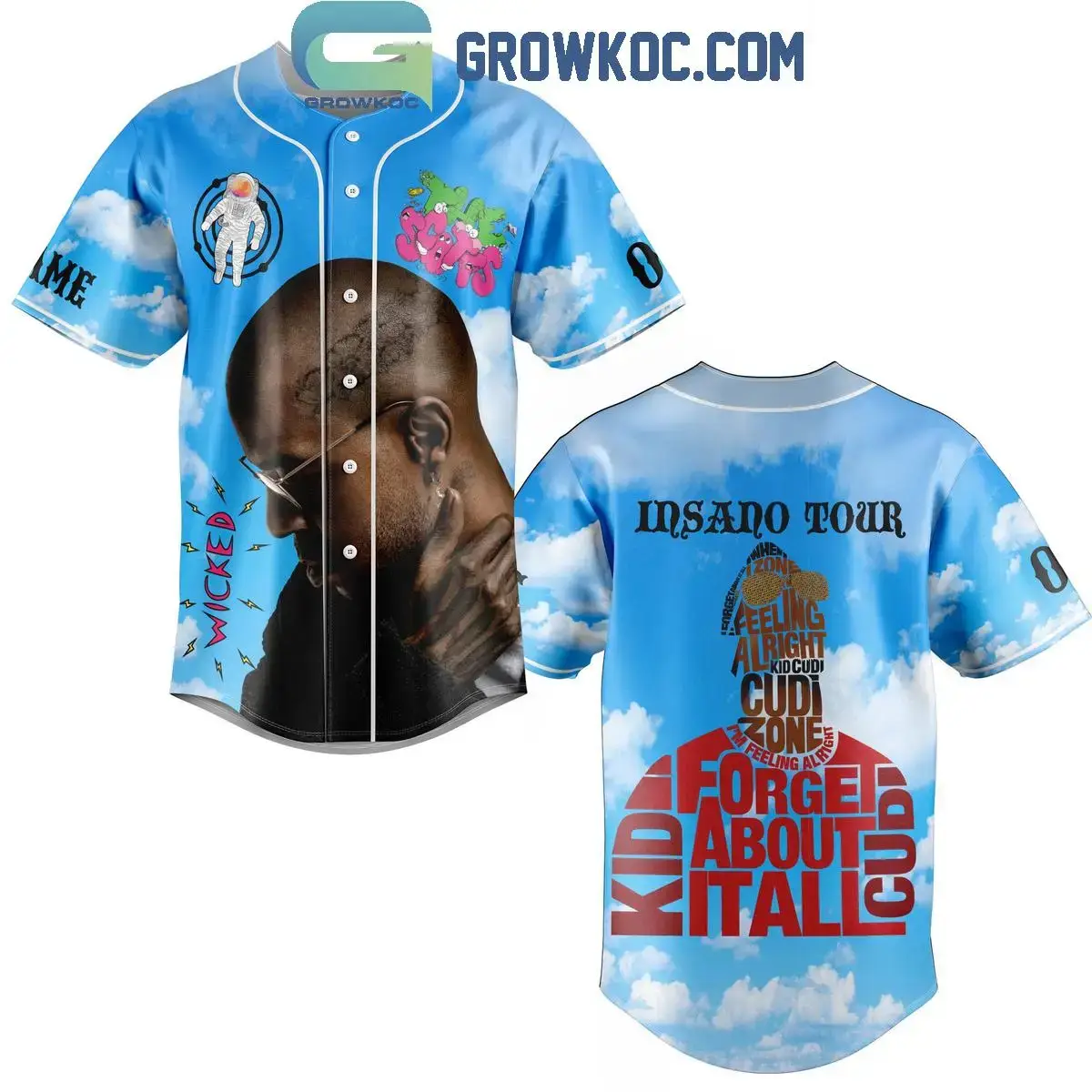 Kid Cudi Insano Tour Forget About It All Personalized Baseball Jersey Image