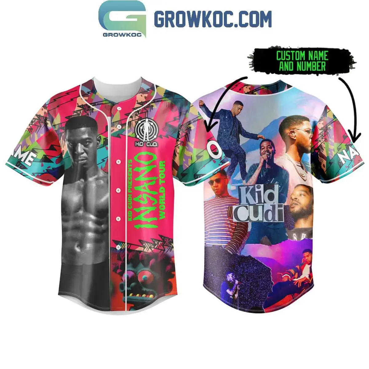 Kid Cudi Insano World Tour 2024 Personalized Baseball Jersey Image