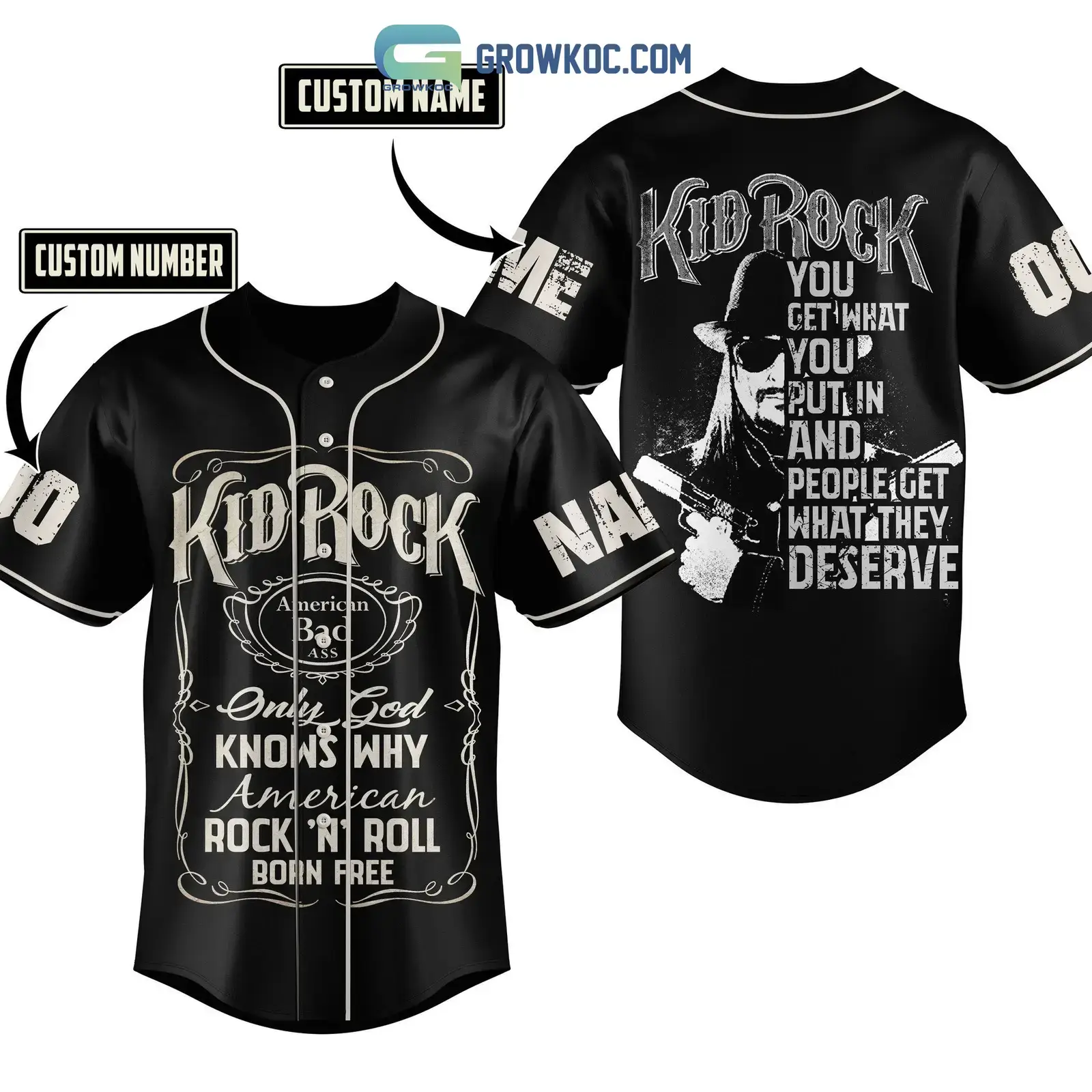 Kid Rock American Rock N Roll Born Free Personalized Baseball Jersey Image