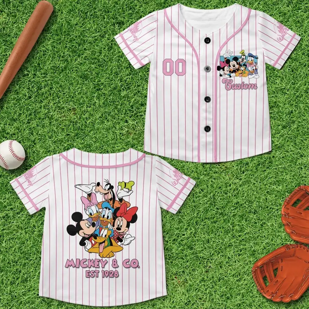 Kids' Custom Disney Baseball Jersey - Mickey & Friends Design, Fun & Stylish! Image