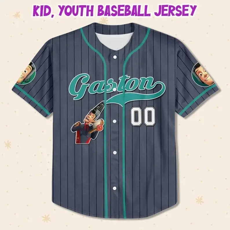 Kids Youth Baseball Jersey - Stylish Gaston Design, Perfect For Sports Fans! Image