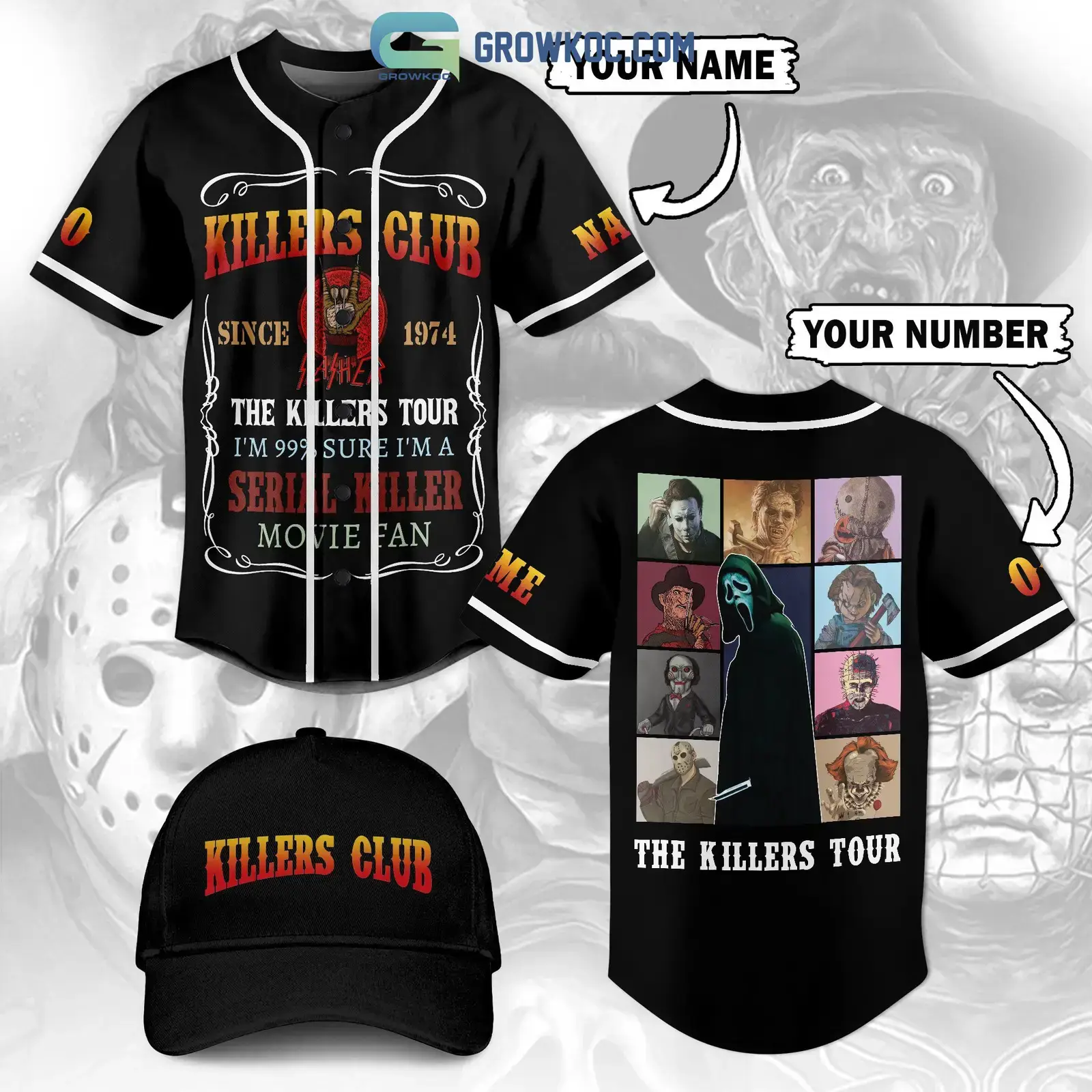 Killers Club The Killers Tour Serial Movie Fan Halloween Horror Personalized Baseball Jersey Image