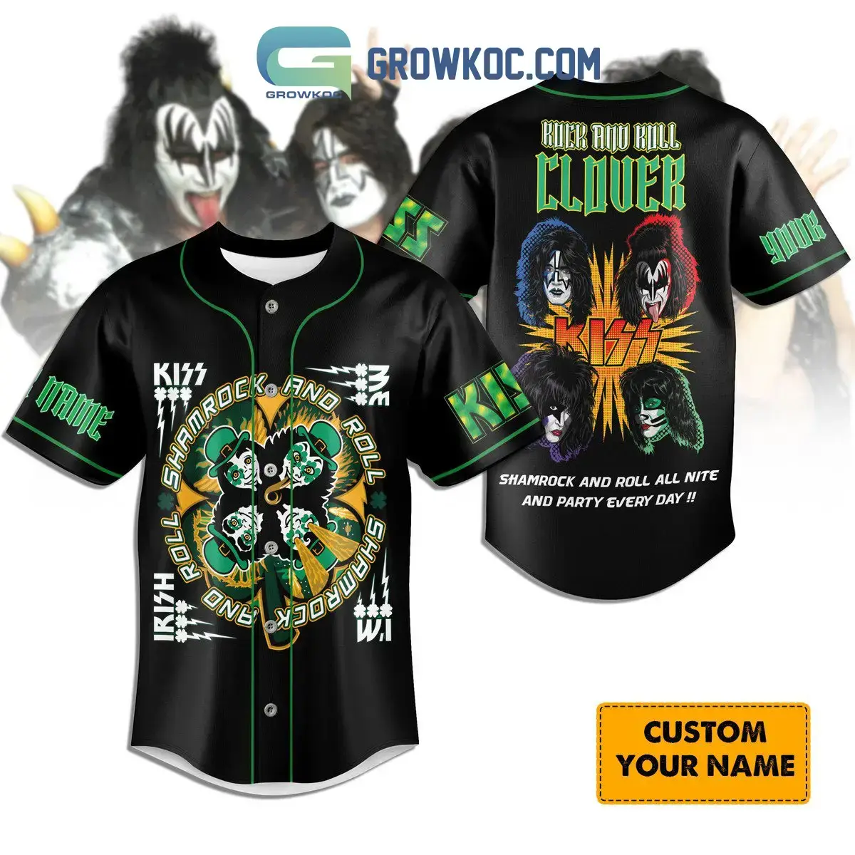 Kiss Irish St. Patrick's Day Personalized Baseball Jersey Image