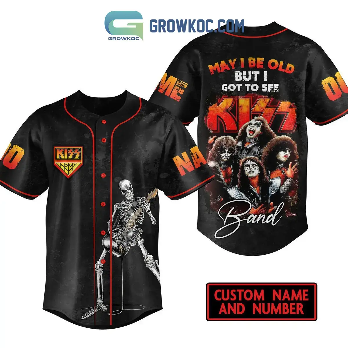Kiss May I Be Old But I Got To See Kiss Personalized Baseball Jersey Image