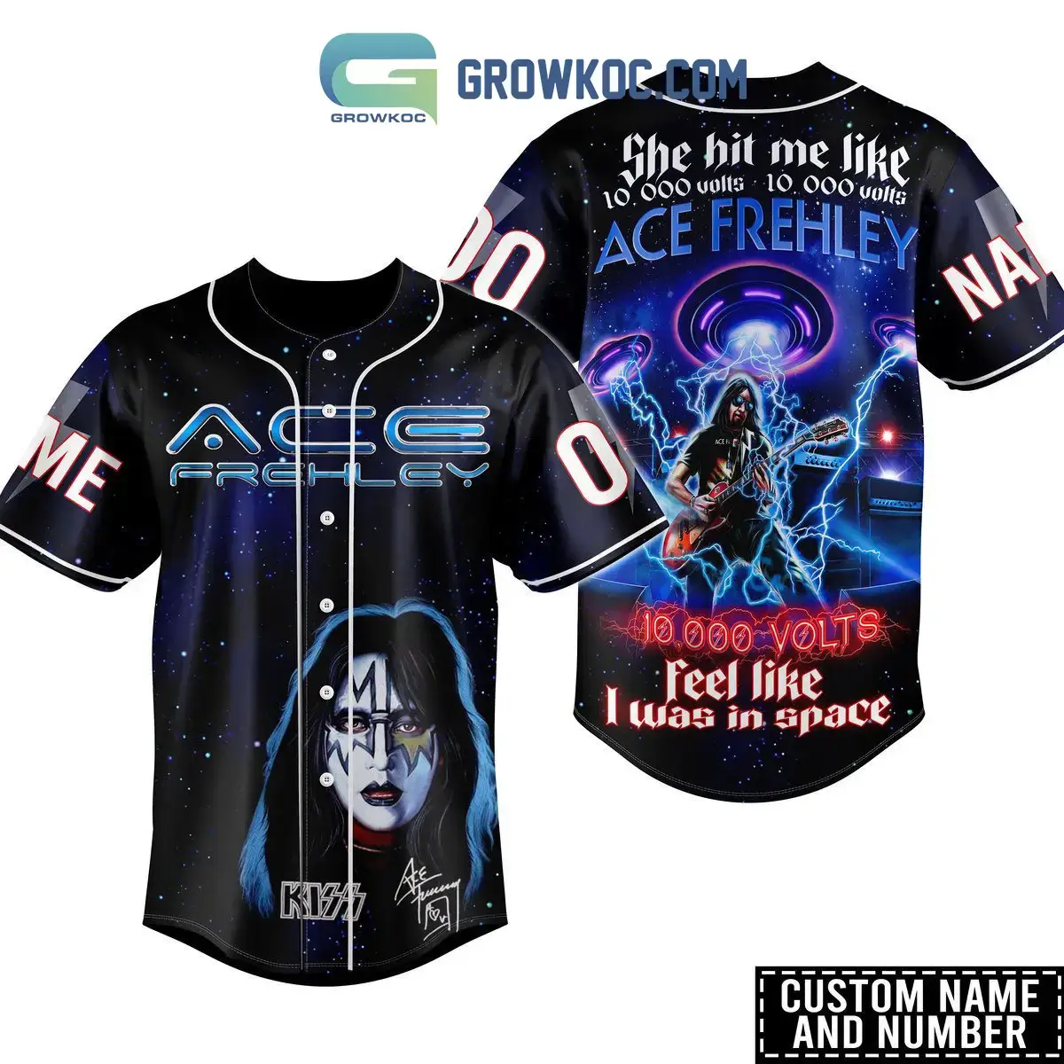 Kiss She Hit Me Like 10k Volts Ace Frehley Personalized Baseball Jersey Image