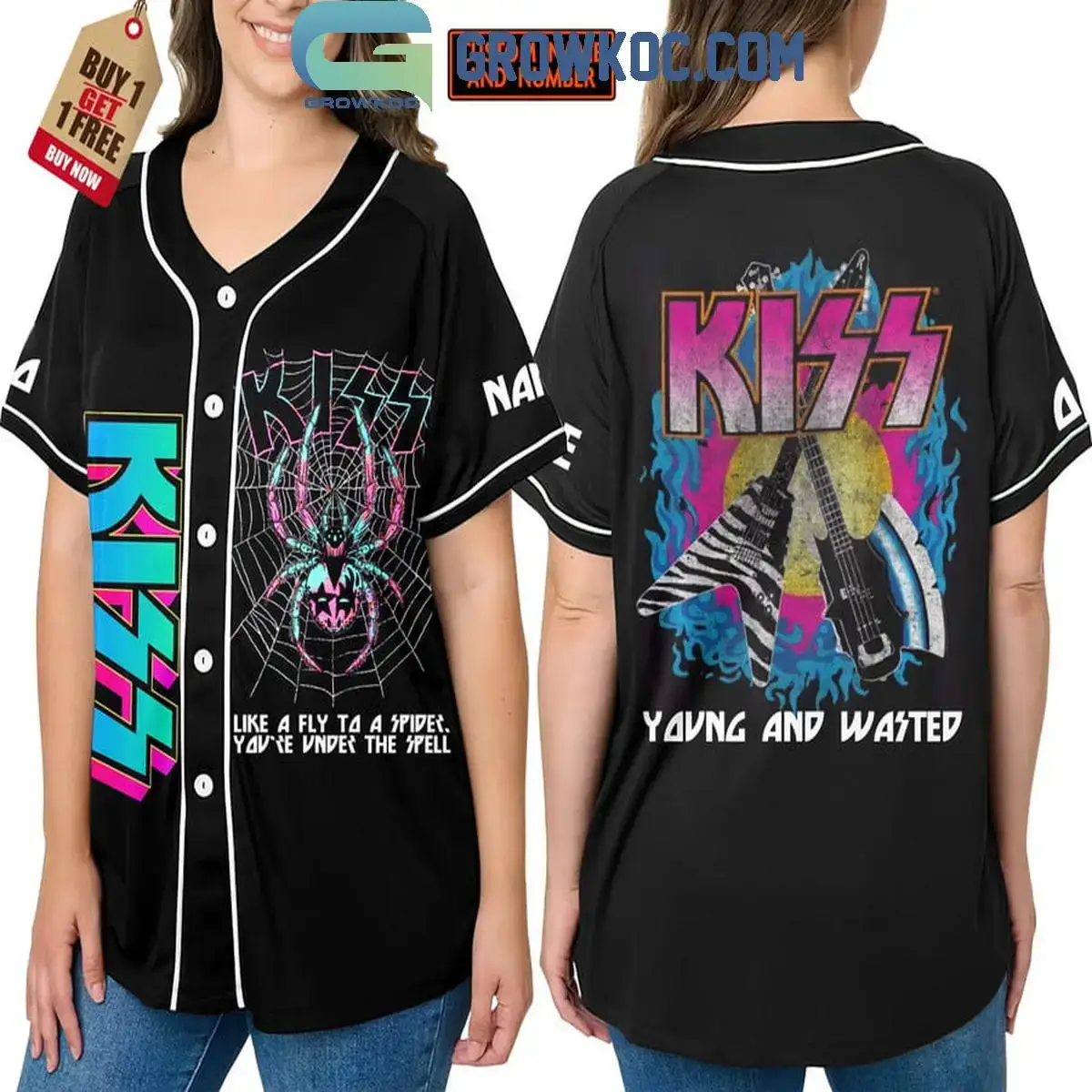 Kiss Young And Wasted Personalized Baseball Jersey Image