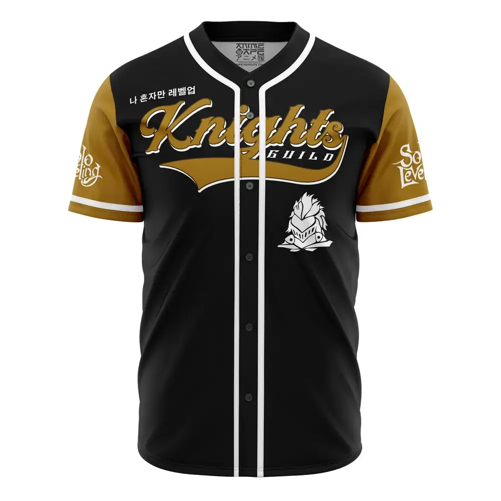 Knights Guild Baseball Jersey - Stylish Black & Gold Design For Anime Fans Image