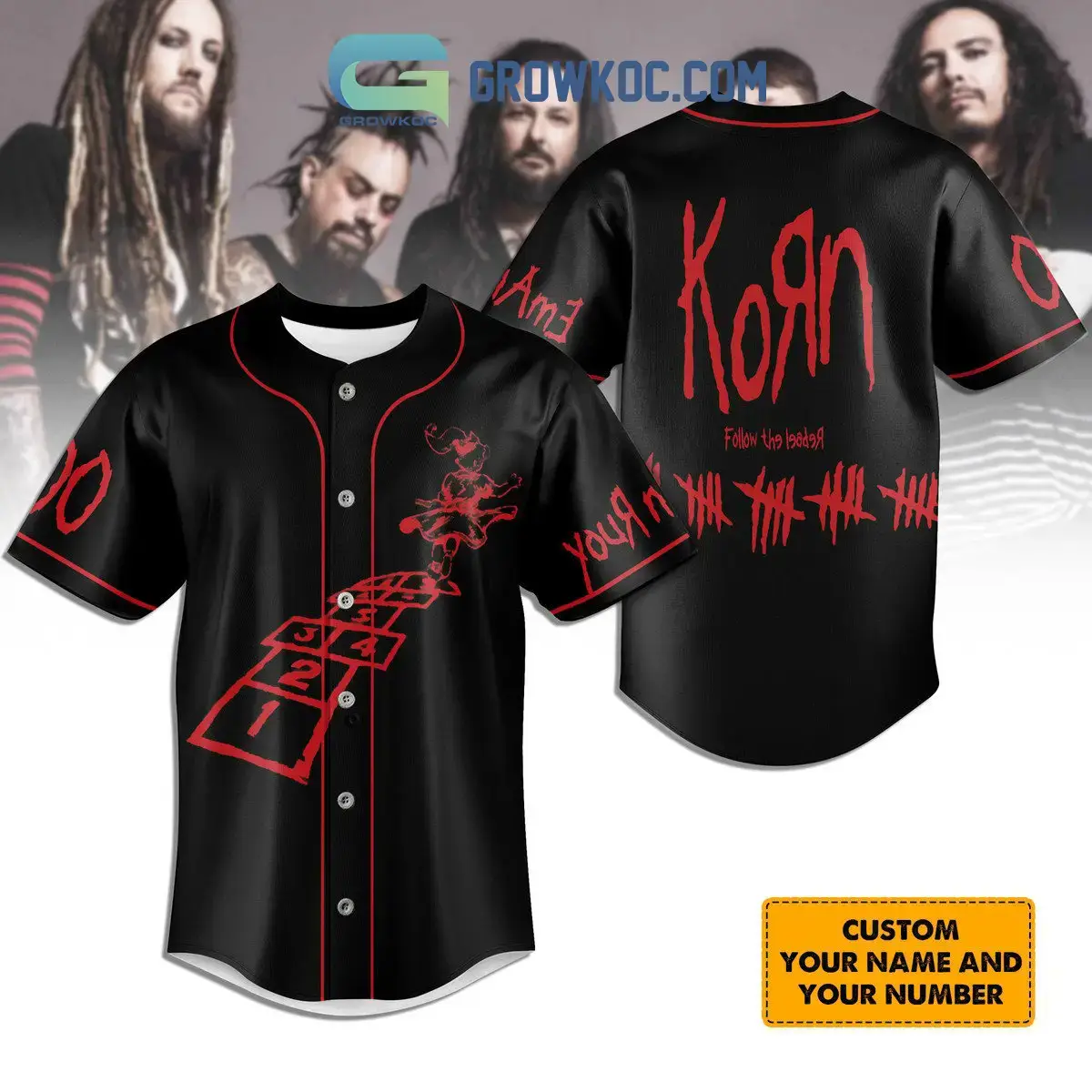 Korn Following Personalized Baseball Jersey Image