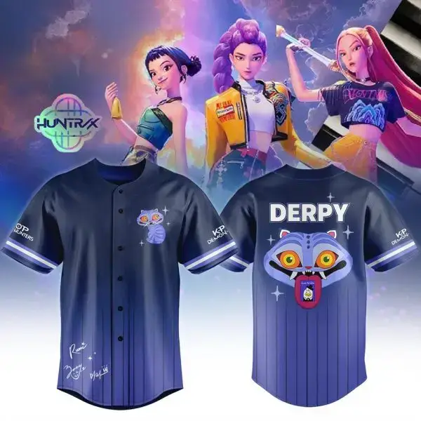 Kpop Demon Hunters 2026 Derpy Tiger Baseball Jersey Kpop Demon Hunters Merch Gifts For Fans Image