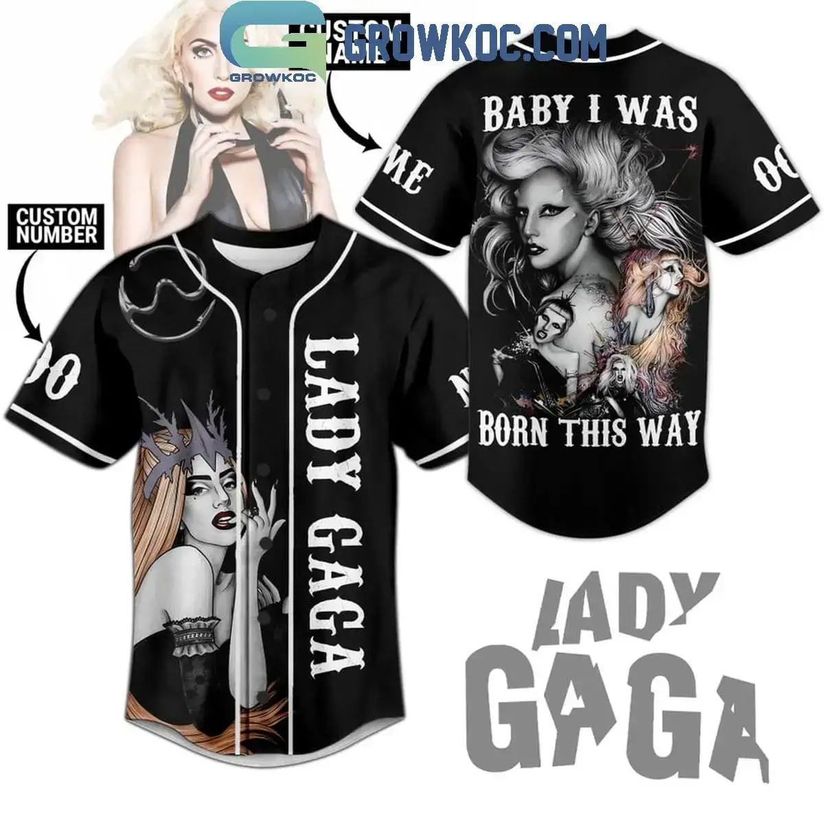 Lady Gaga Baby I was Born This Way Personalized Baseball Jersey Image