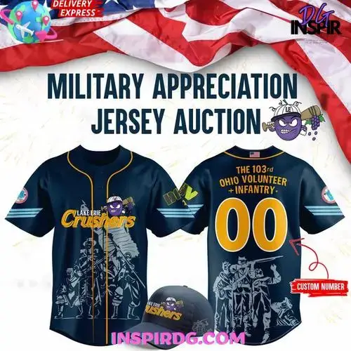 Lake Erie Crushers Military Appreciation Baseball Jersey Image