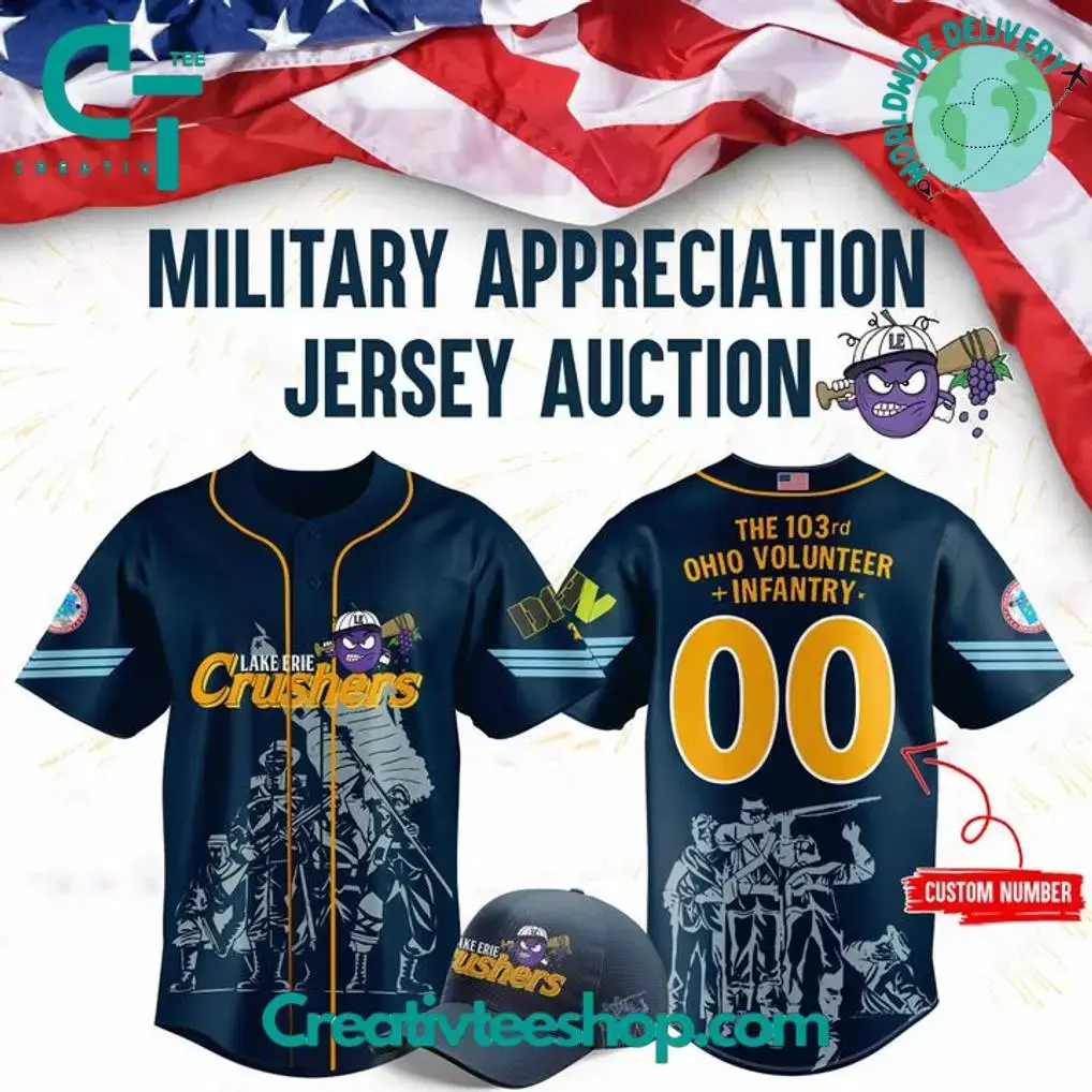 Lake Erie Crushers X Mititary Appreciation Custom Baseball Jersey Image