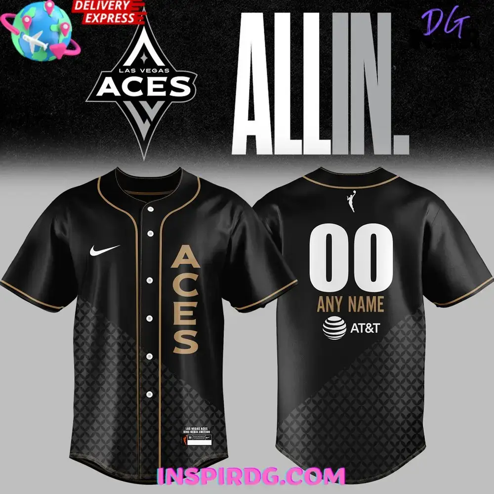 Las Vegas Aces All In 2024 Gold Baseball Jersey Image