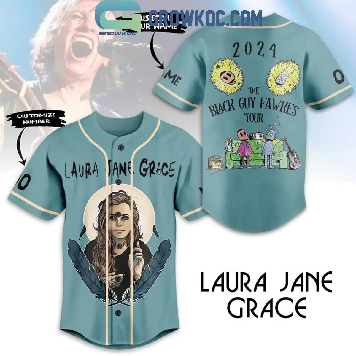 Laura Jane Grace The Black Guy Fawkes Tour 2024 Personalized Baseball Jersey Image