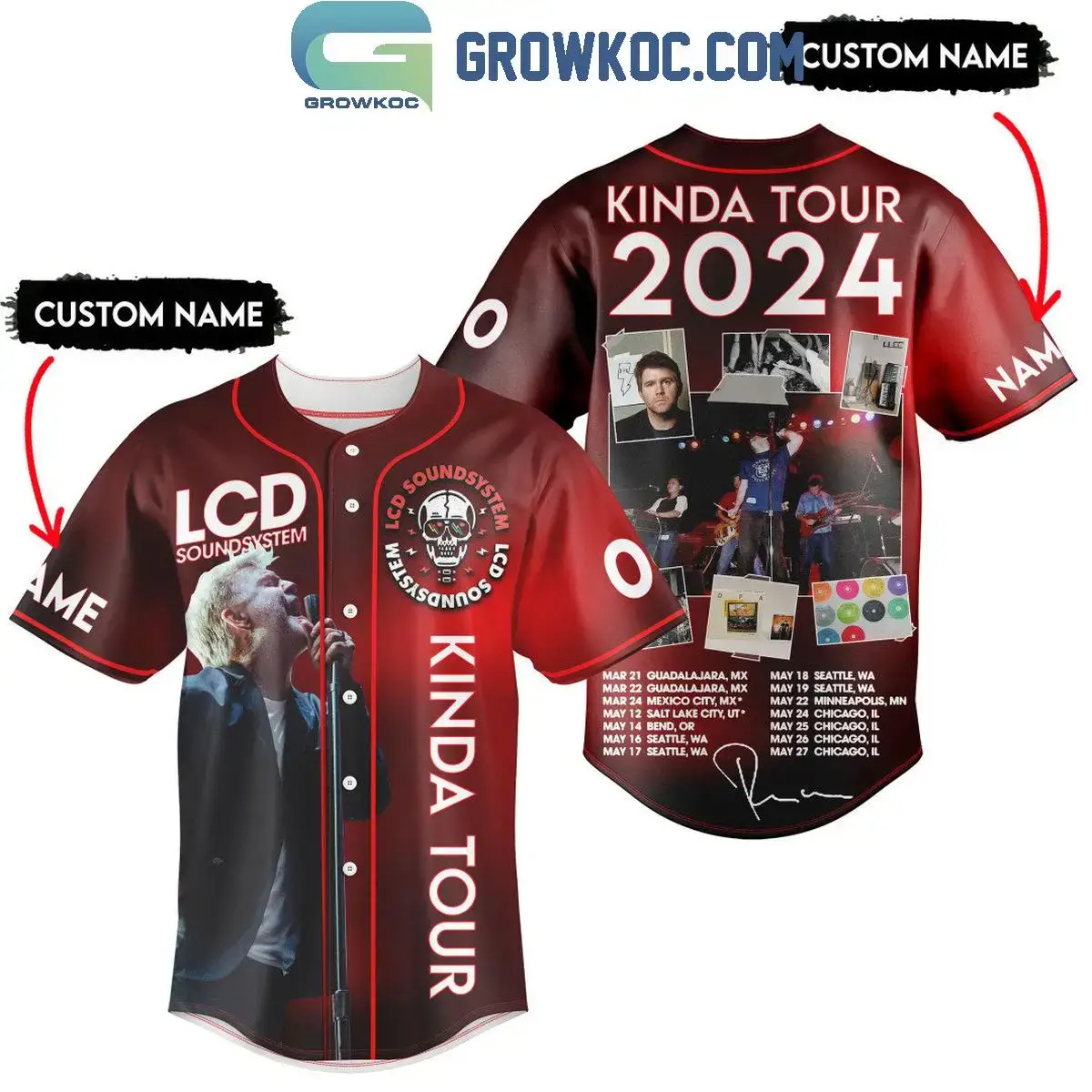 LCD Soundsystem Kinda Tour 2024 Personalized Baseball Jersey Image