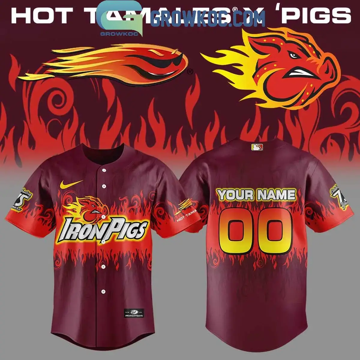Lehigh Valley IronPigs Hot Tamales Personalized Baseball Jersey Image