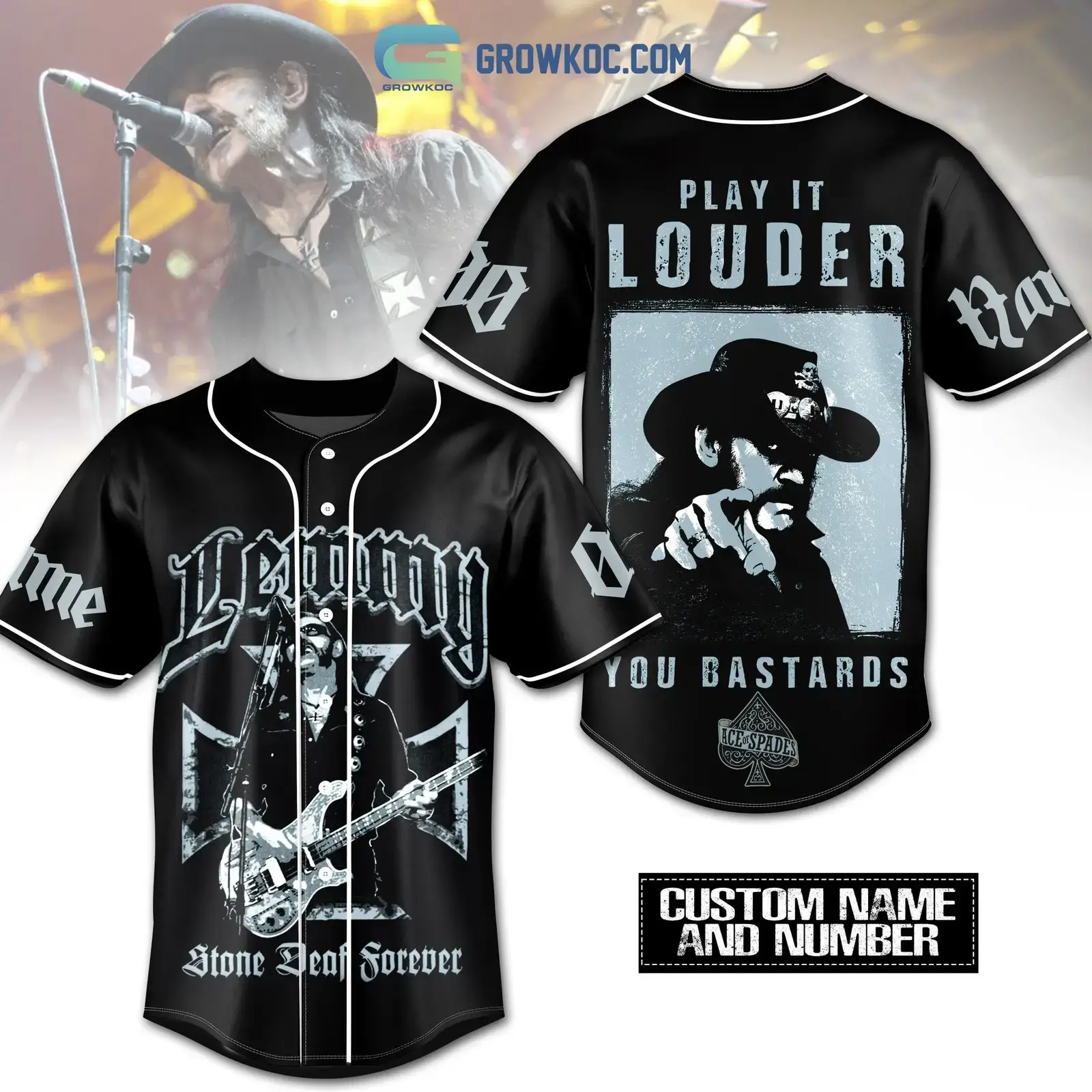 Lemmy Stone Deaf Forever Play It Louder You Bastards Personalized Baseball Jersey Image