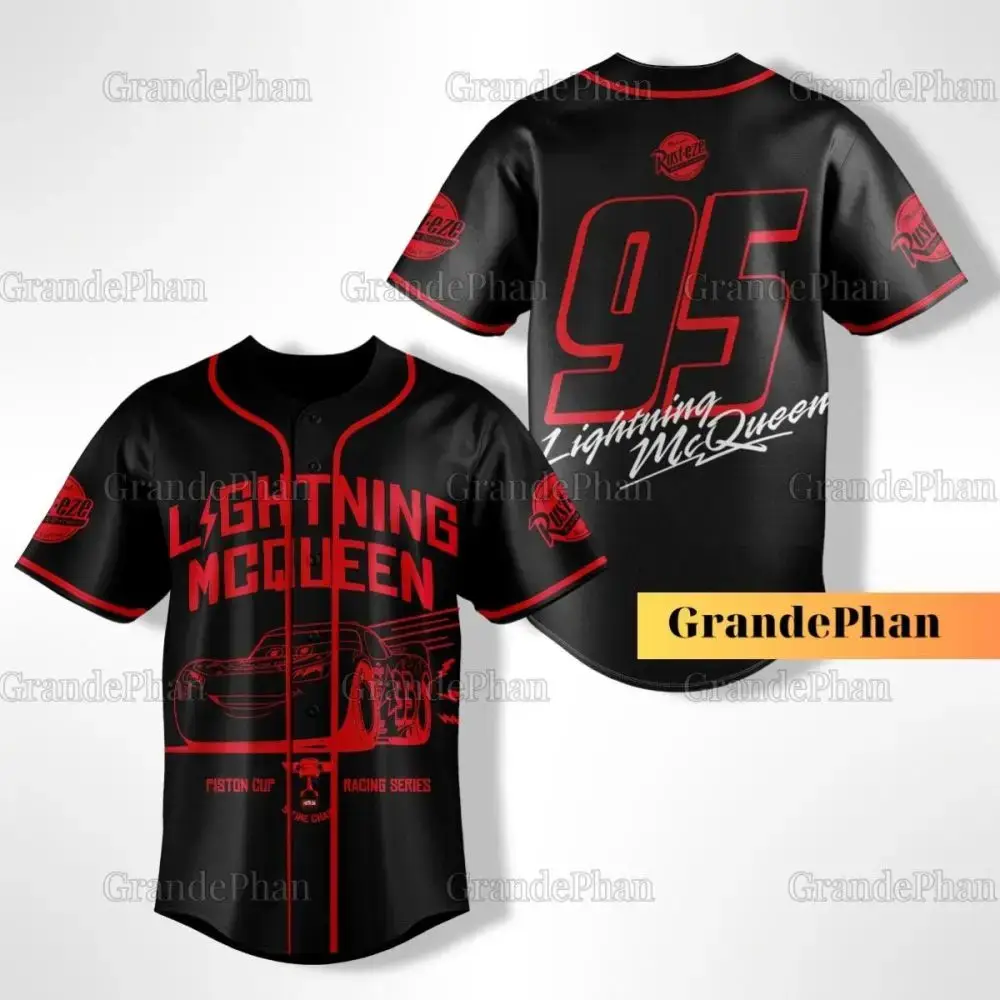 Lightning Mcqueen Baseball Jersey - Black & Red, Stylish Fan Apparel For Cars Enthusiasts Image