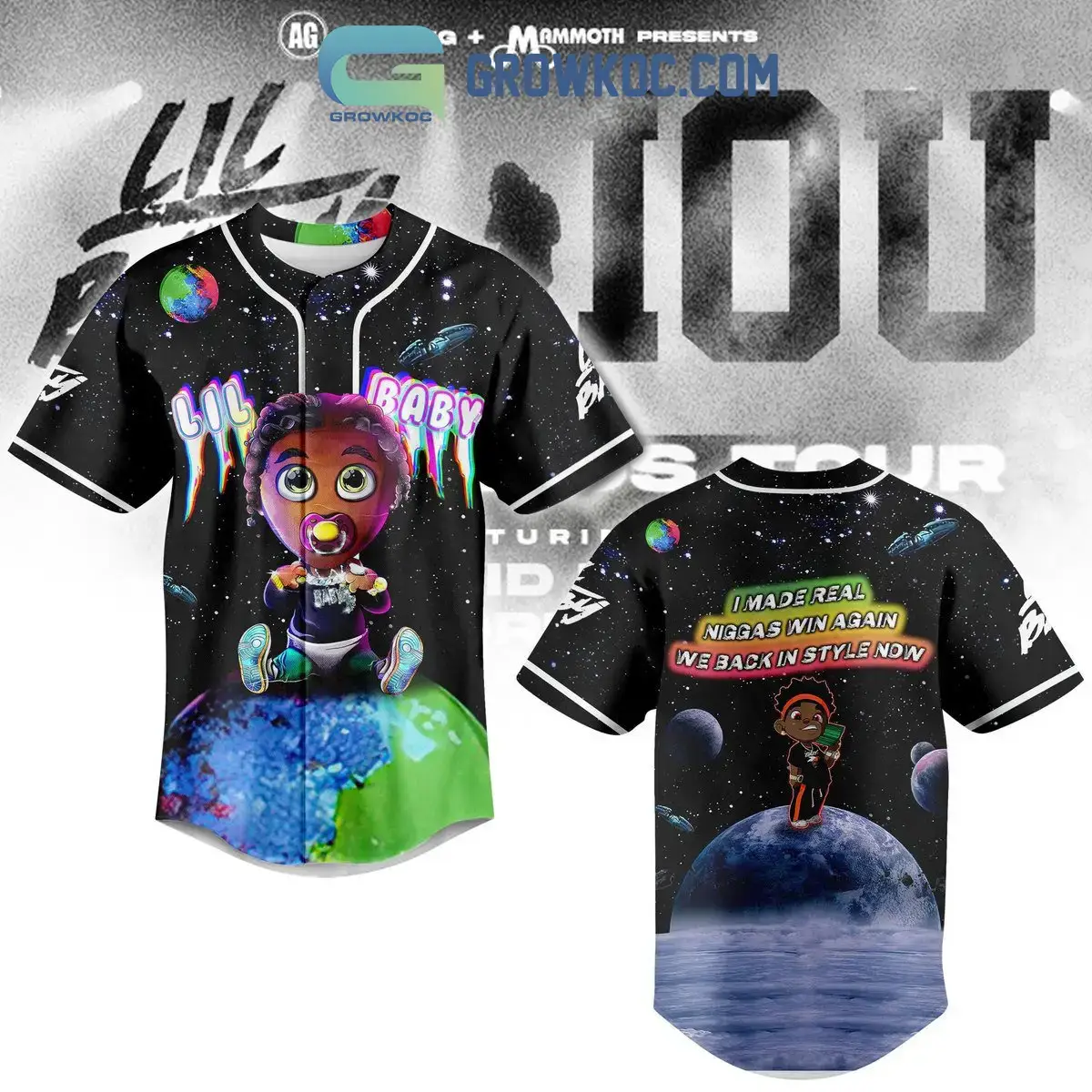Lil Baby IOU Tour I Made Real Niggas Win Again Baseball Jersey Image