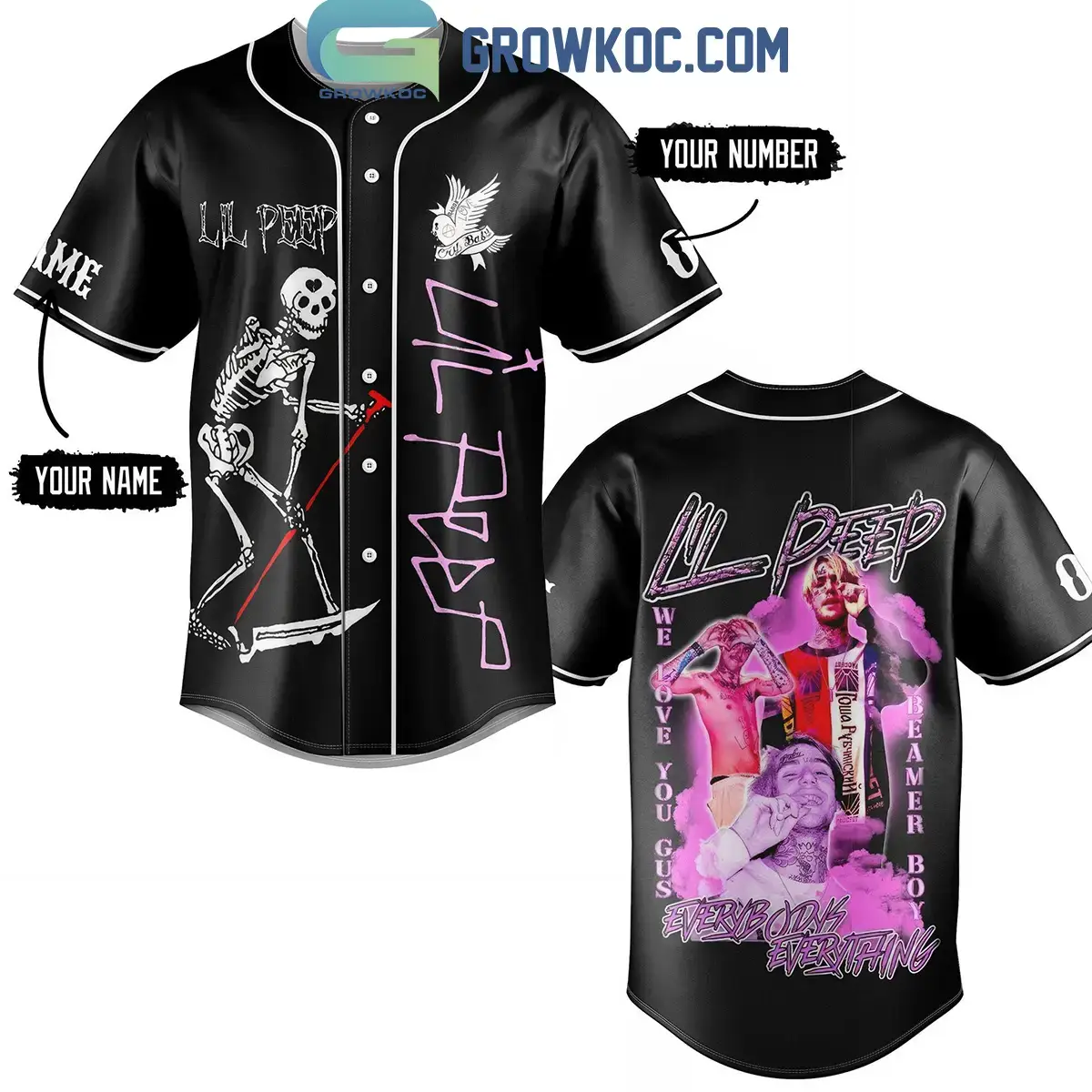 Lil Peep Everybody Everything Personalized Baseball Jersey Image