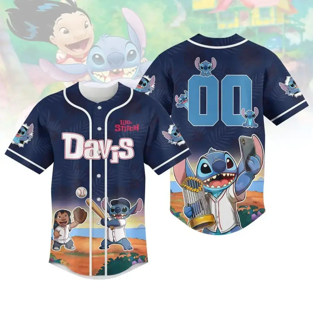 Lilo & Stitch Baseball Jersey - Custom Name & Number - Kids & Adults, Perfect Gift! Image