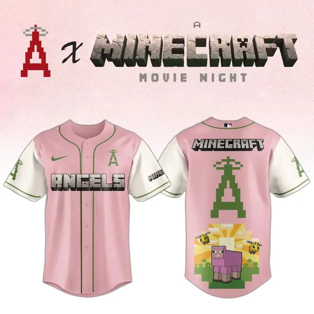 Limited Edition Angels X Minecraft Jersey - Perfect For Fans & Gamers - Unique Pink Design! Image