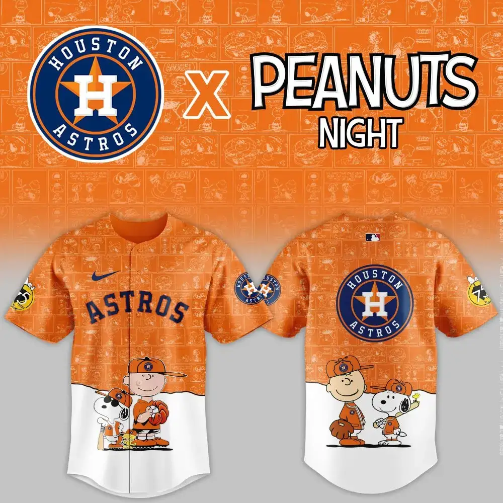 Limited Edition Astros X Peanuts Night Jersey – Celebrate In Style With Charlie Brown & Snoopy! Image