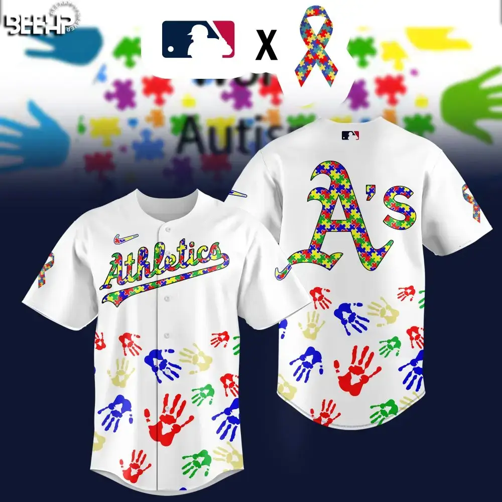Limited Edition Athletics Autism Awareness Jersey – Vibrant Mlb Collaboration Image