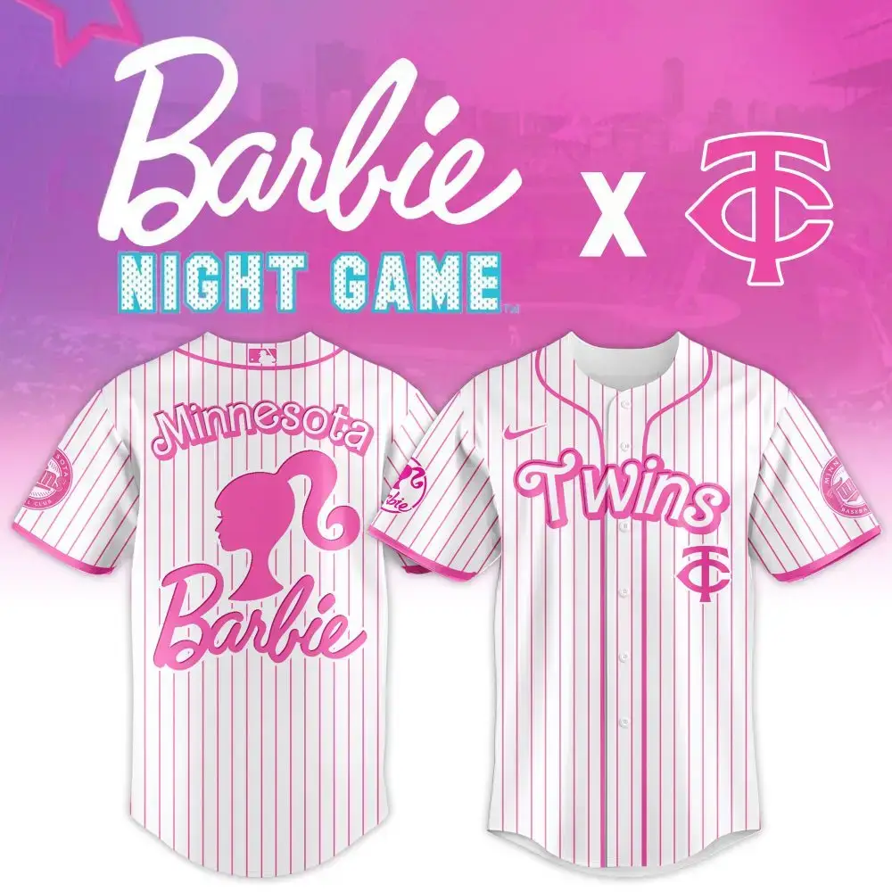 Limited Edition Barbie Night Game Jersey - Minnesota Twins Pink Stripes - Official Merchandise Image