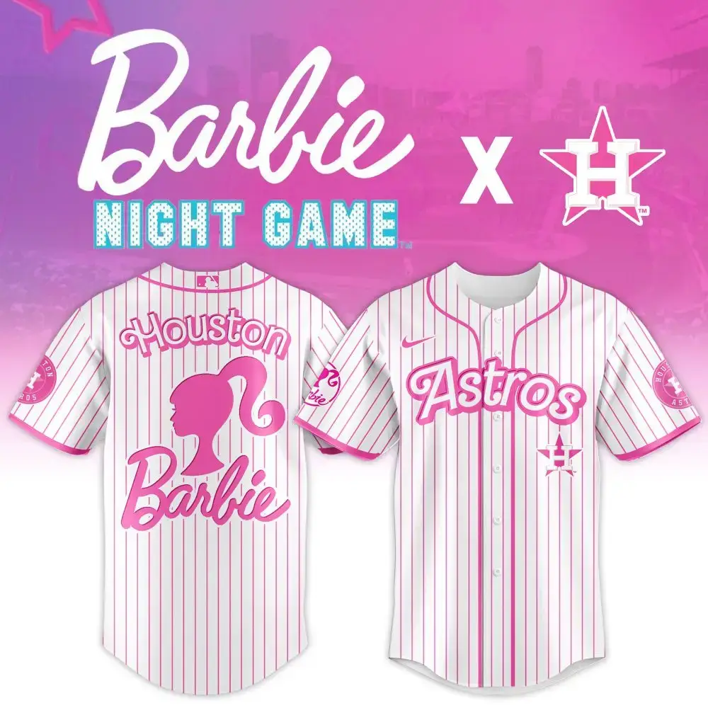 Limited Edition Barbie X Astros Pink Jersey – Perfect For Fans & Collectors! Image