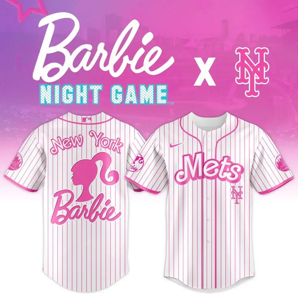 Limited Edition Barbie X Ny Mets Pink Jersey – Perfect For Game Night Fans! Image