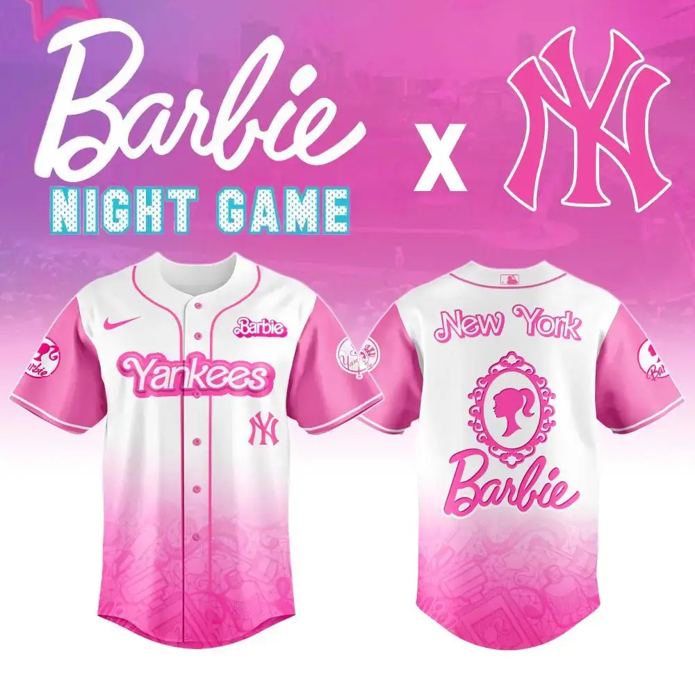 Limited Edition Barbie X Ny Yankees Pink Jersey - Perfect For Fans & Collectors! Image