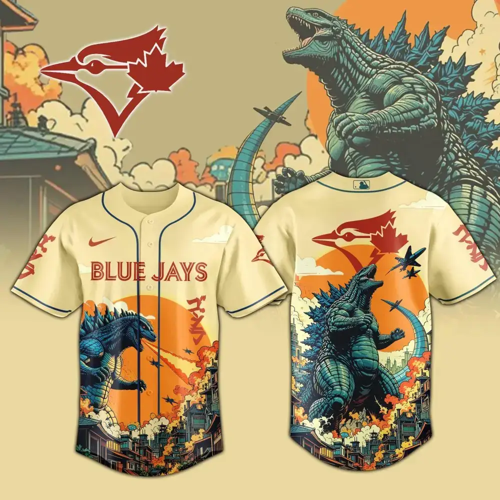 Limited Edition Blue Jays Godzilla Jersey - Bold Graphic Design & Premium Quality Image