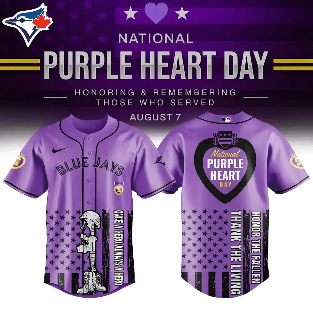 Limited Edition Blue Jays Purple Heart Day Jersey - Honor & Remember Heroes Now! Image
