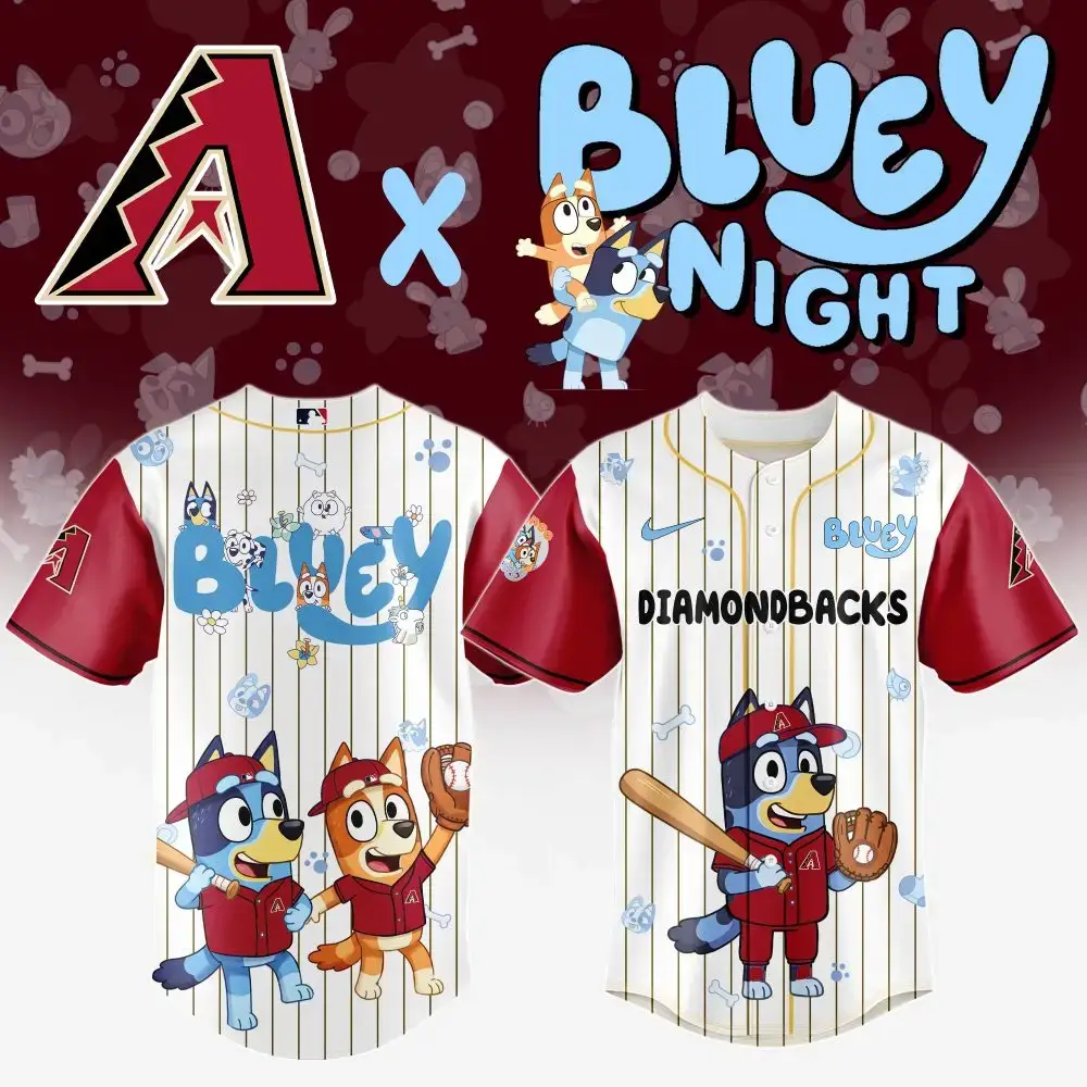 Limited Edition Bluey X Diamondbacks Kids Baseball Jersey - Fun & Playful Design! Image