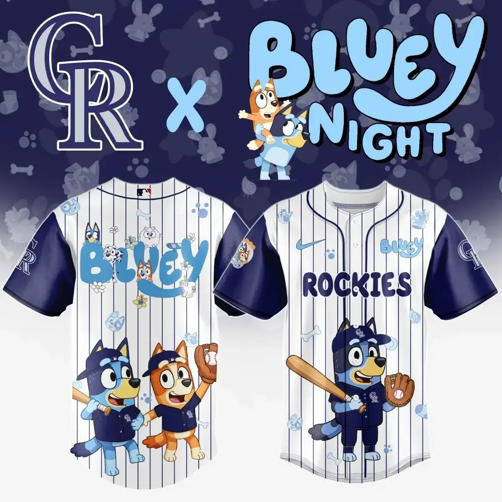 Limited Edition Bluey X Rockies Baseball Jersey – Perfect For Fans & Collectors! Image