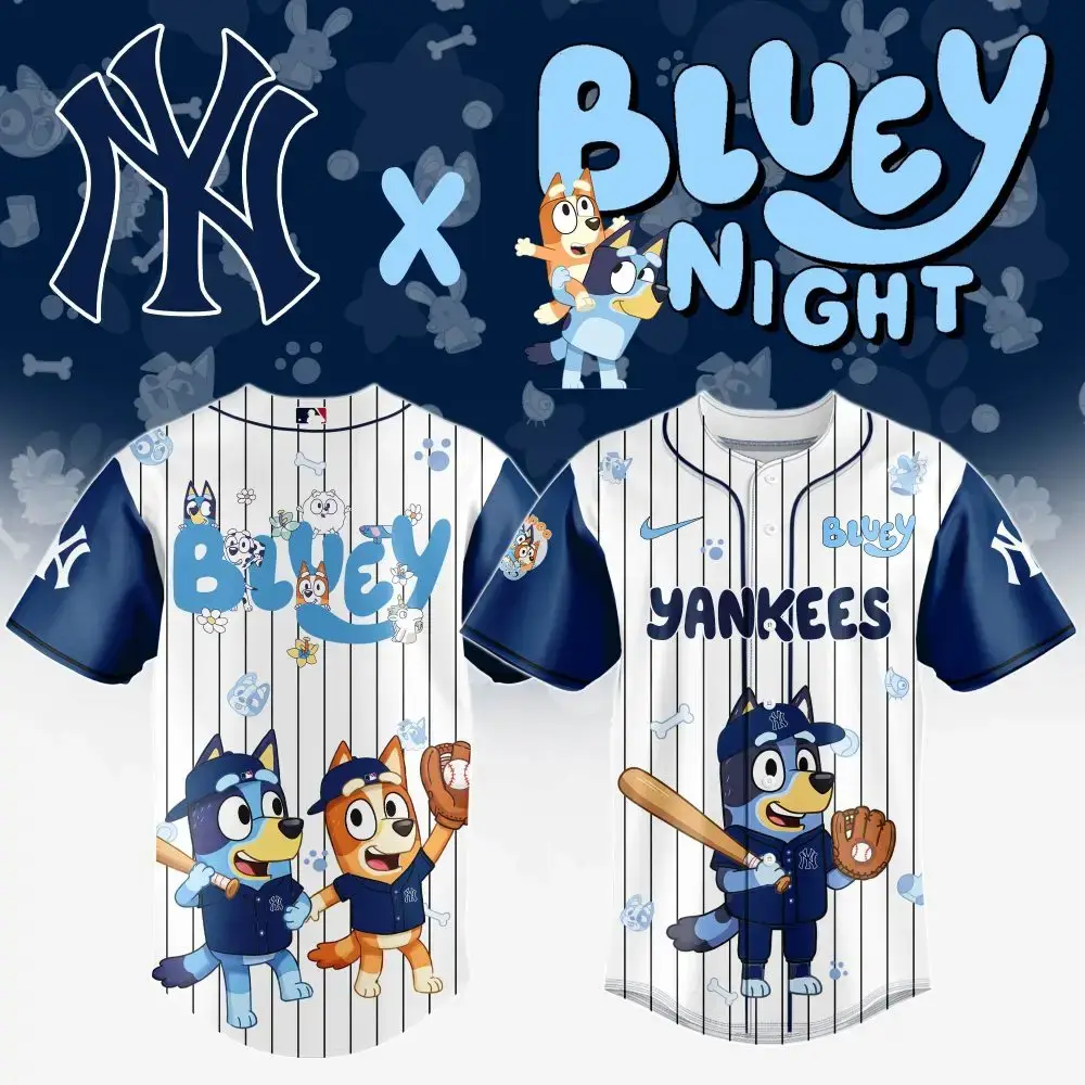 Limited Edition Bluey X Yankees Kids Jersey – Playful Mlb Style For Little Fans Image