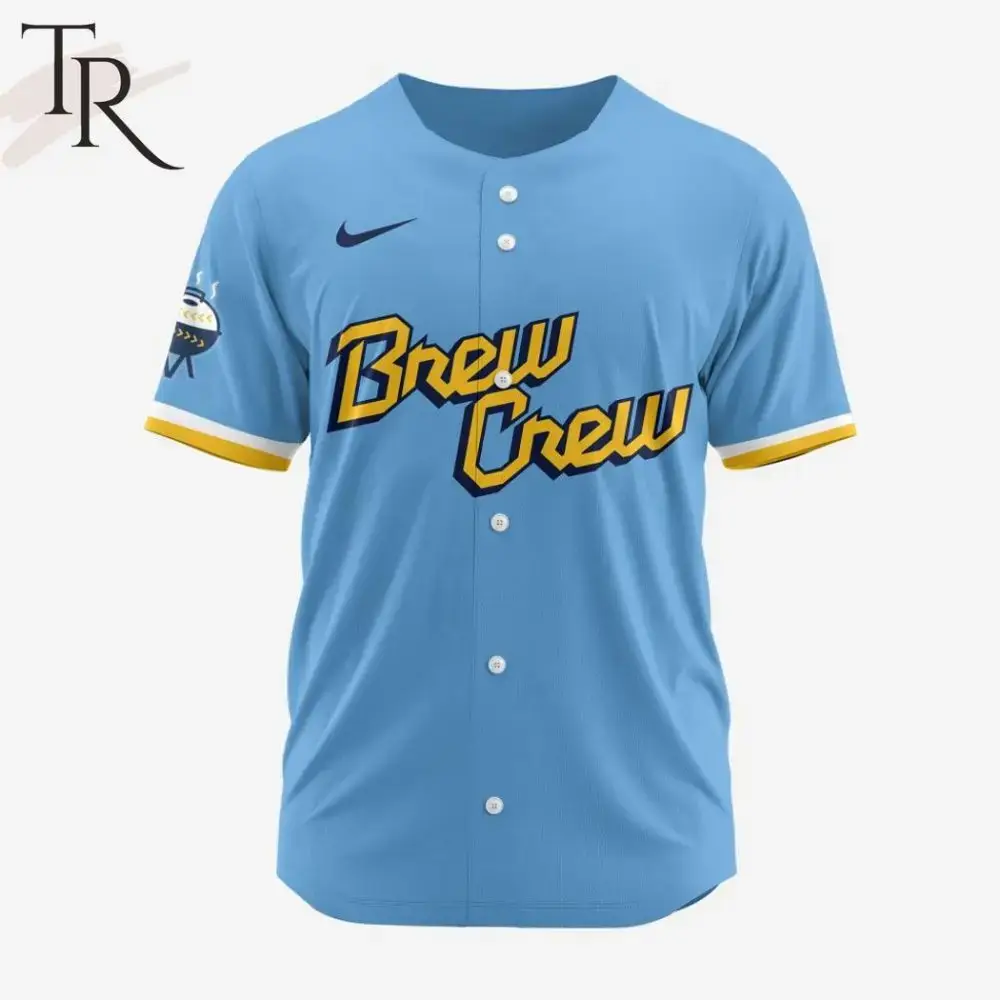 Limited Edition Brew Crew Baseball Jersey - Stylish Blue & Yellow Design – Perfect Gift For Fans! Image