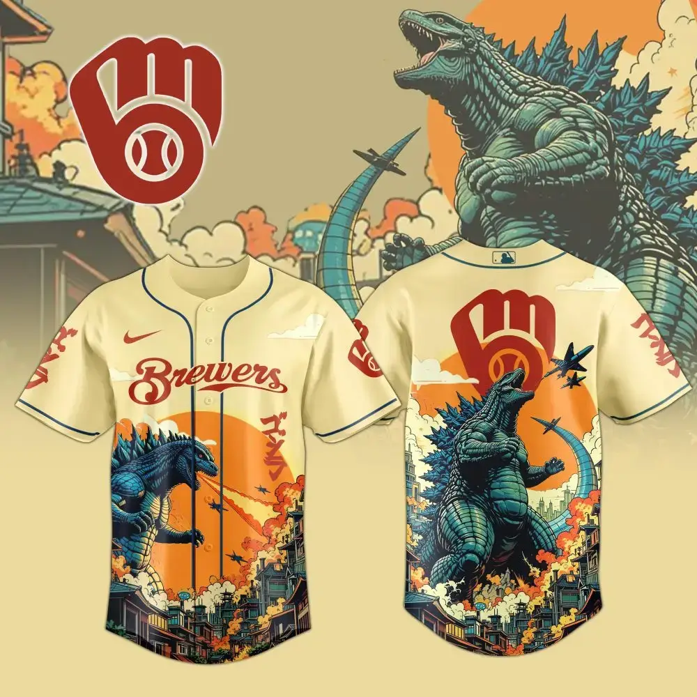 Limited Edition Brewers Baseball Jersey - Vintage Monster Design - Perfect For Fans & Collectors! Image