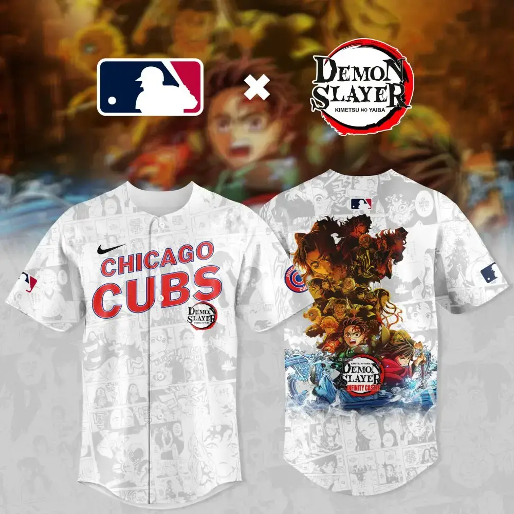 Limited Edition Chicago Cubs X Demon Slayer Baseball Jersey - Get Yours Now! Image