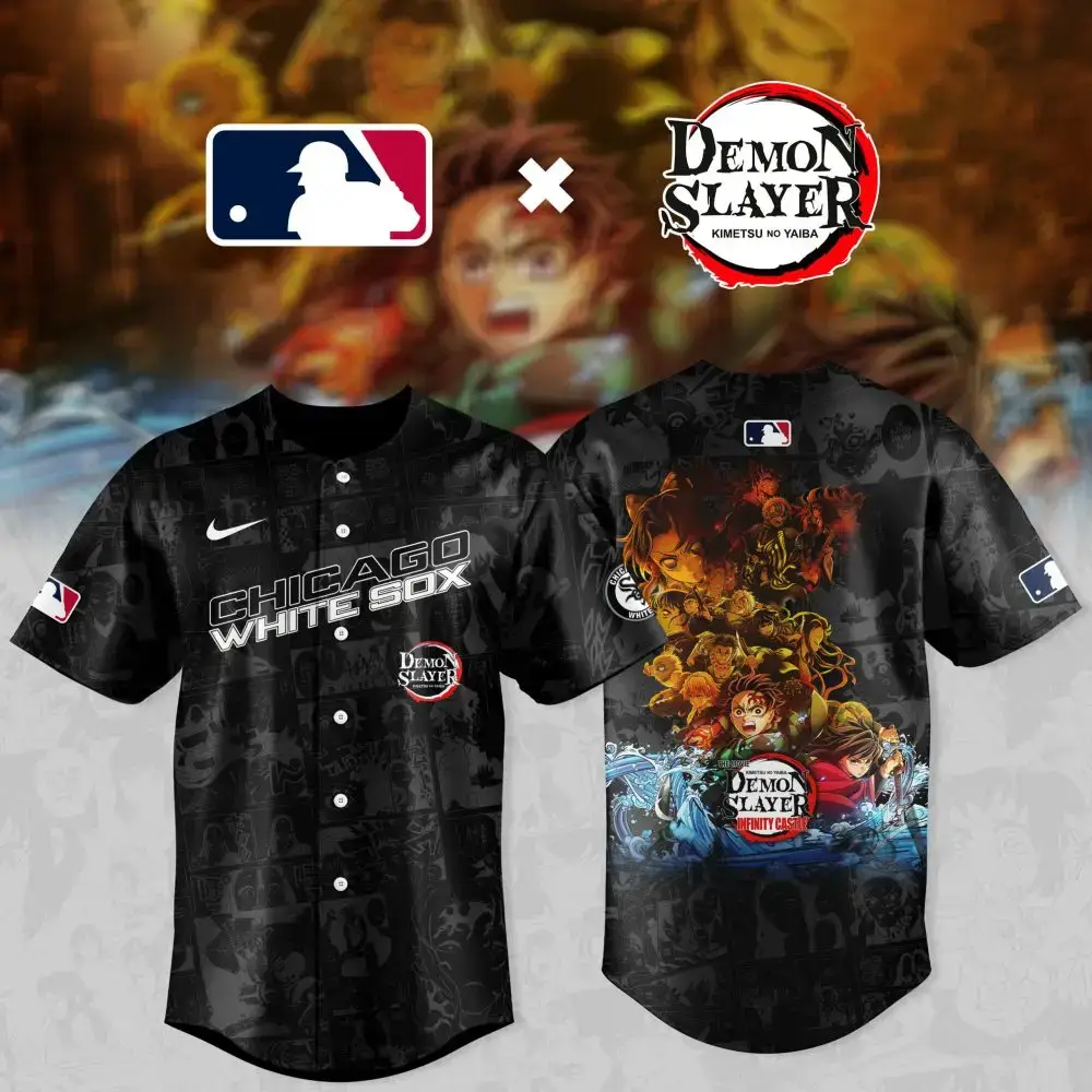 Limited Edition Chicago White Sox X Demon Slayer Baseball Jersey - Anime Fans Must-Have Gear! Image