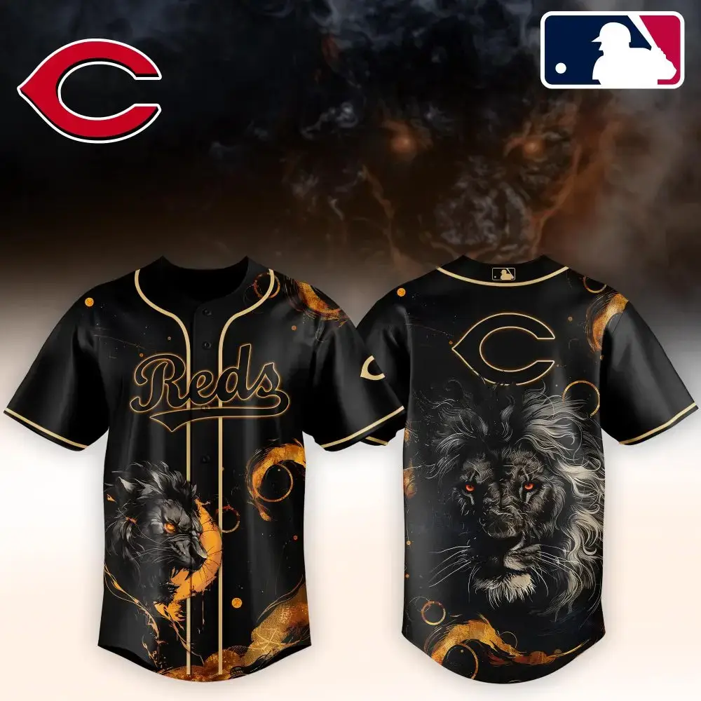 Limited Edition Cincinnati Reds Lion King Jersey - Bold Black Design For Mlb Fans Image