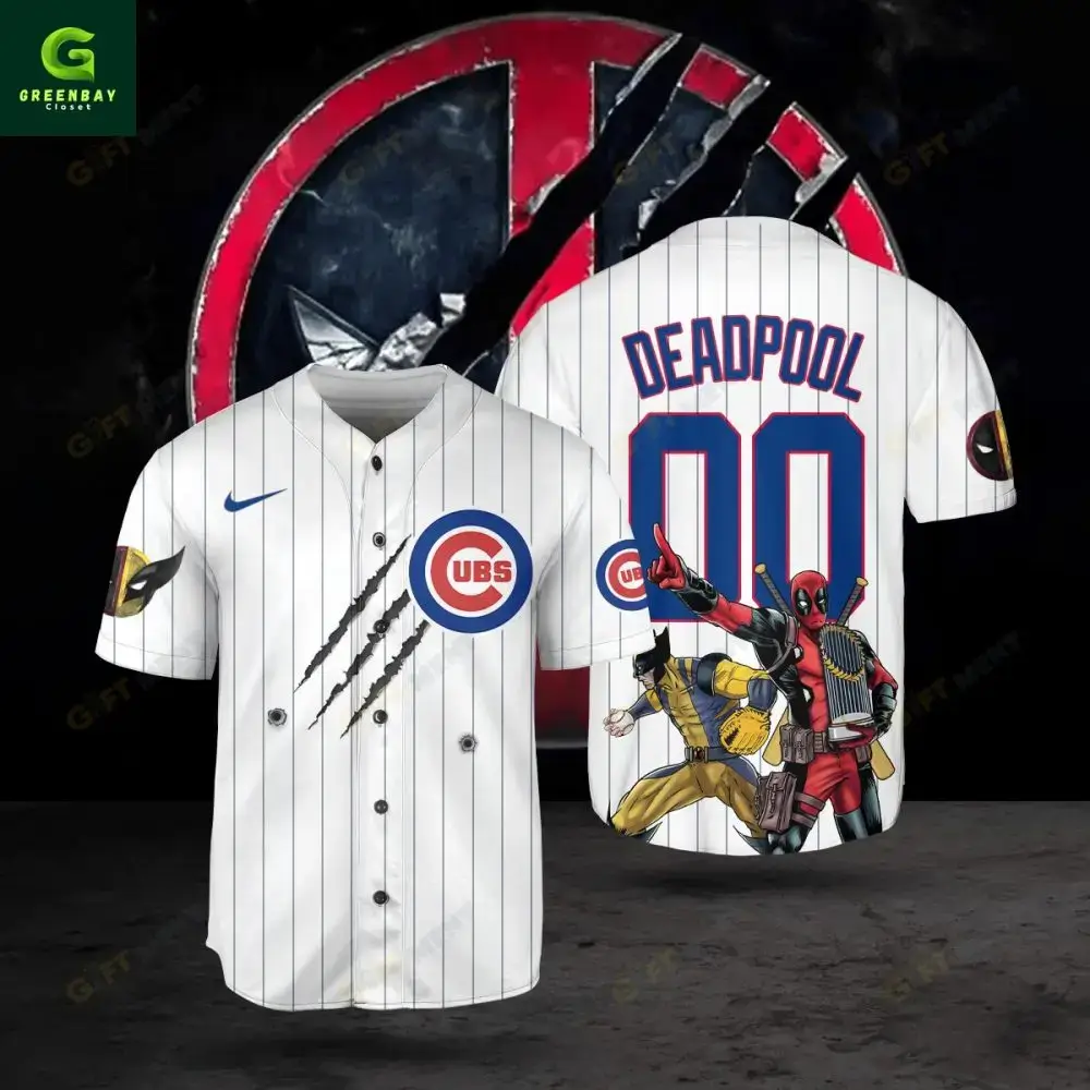 Limited Edition Cubs Deadpool Baseball Jersey – Marvel Fans Must-Have! Image