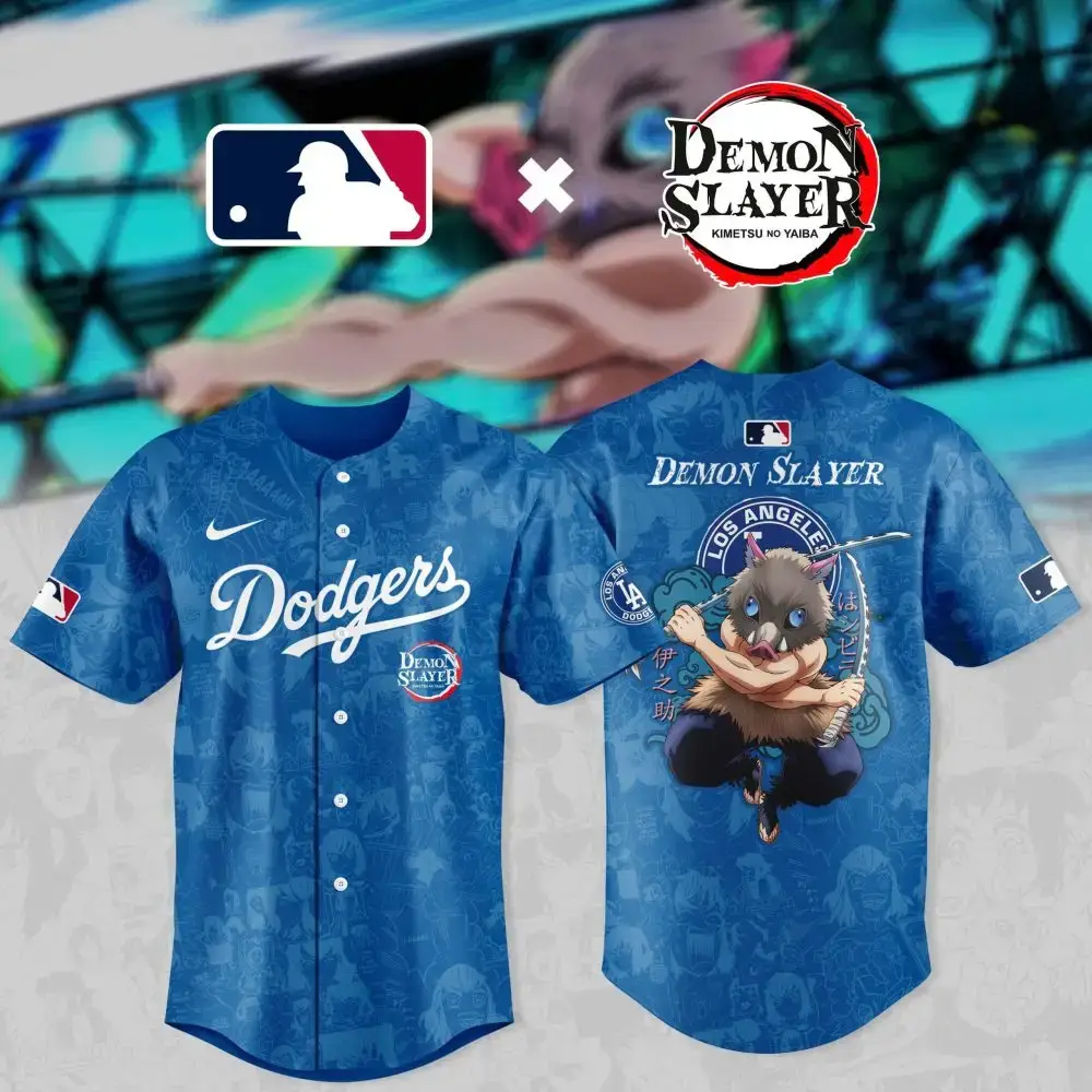 Limited Edition Dodgers X Demon Slayer Jersey – Anime Baseball Fan Gear Image