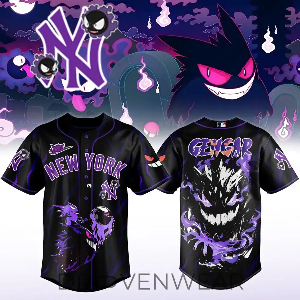Limited Edition Gengar Baseball Jersey - New York Inspired, Stylish & Comfortable! Image