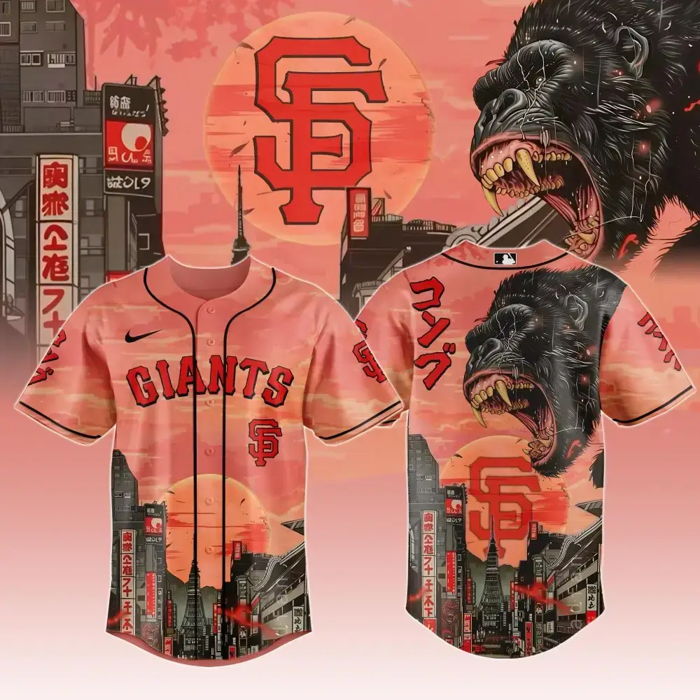 Limited Edition Giants Baseball Jersey – Roaring Design & Tokyo Skyline , Perfect Gift! Image