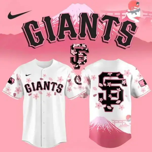Limited Edition Giants Cherry Blossom Baseball Jersey - Stylish & Unique Fan Gear Image
