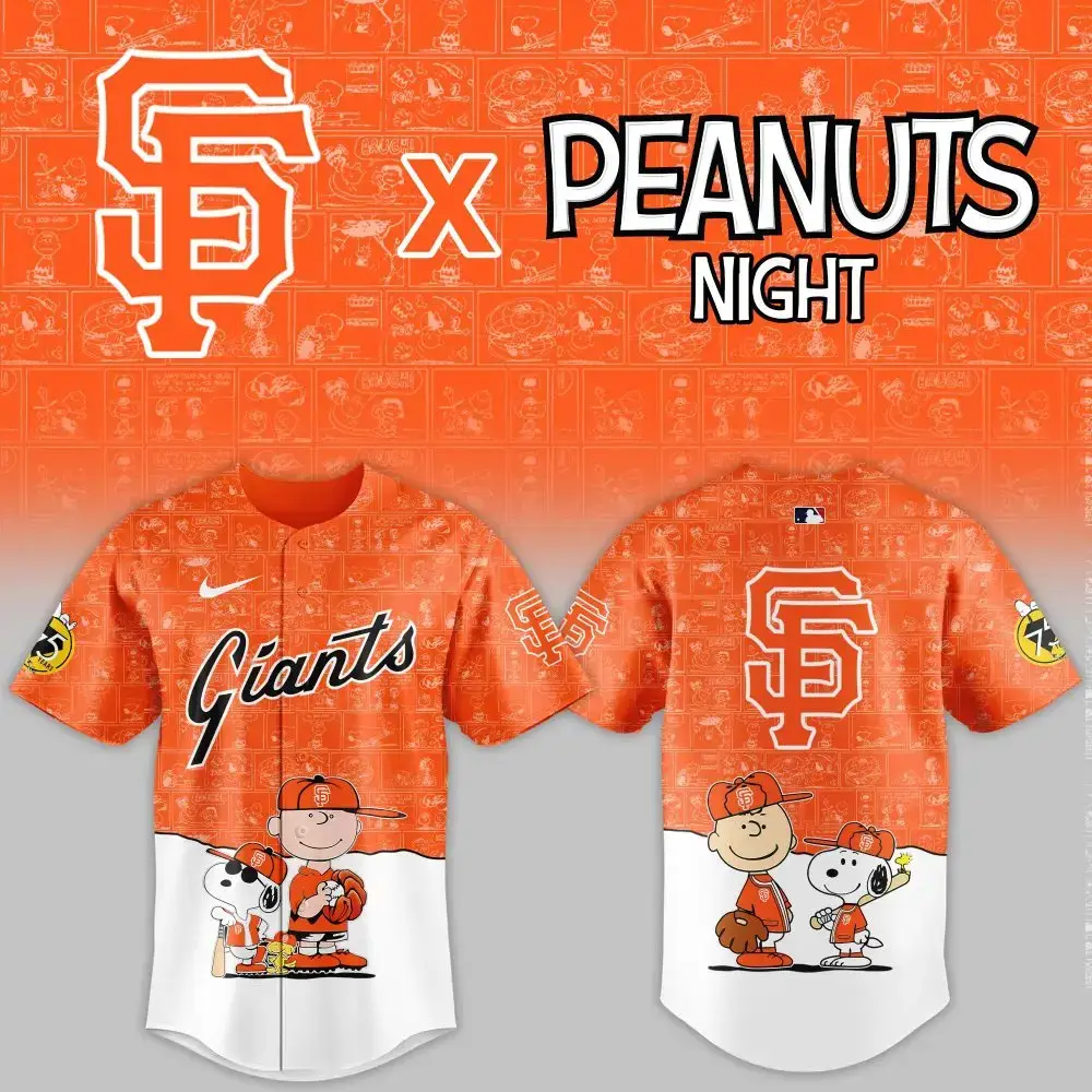 Limited Edition Giants X Peanuts Night Jersey – Celebrate In Style With Charlie Brown & Snoopy! Image