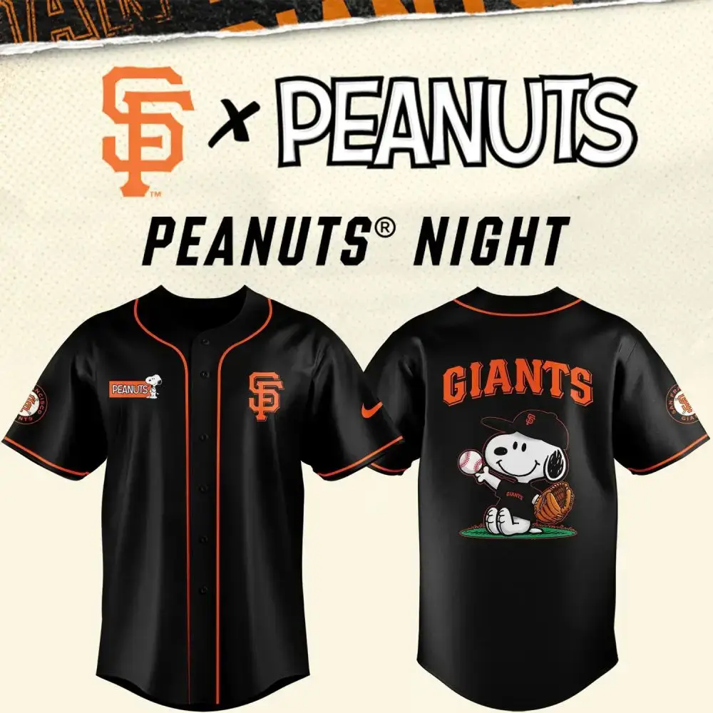 Limited Edition Giants X Peanuts Snoopy Baseball Jersey - Perfect For Fans & Collectors! Image